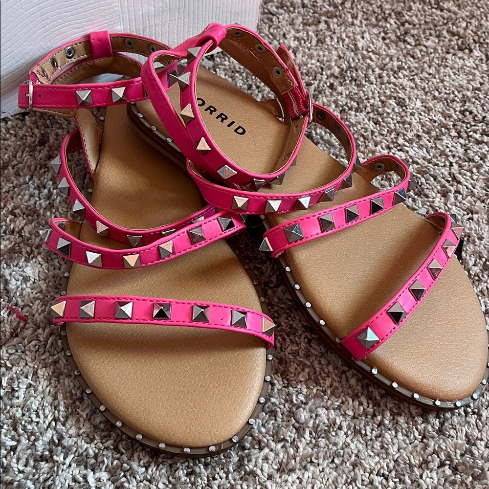 SOLD NWT Torrid Hot Pink Studded Sandals